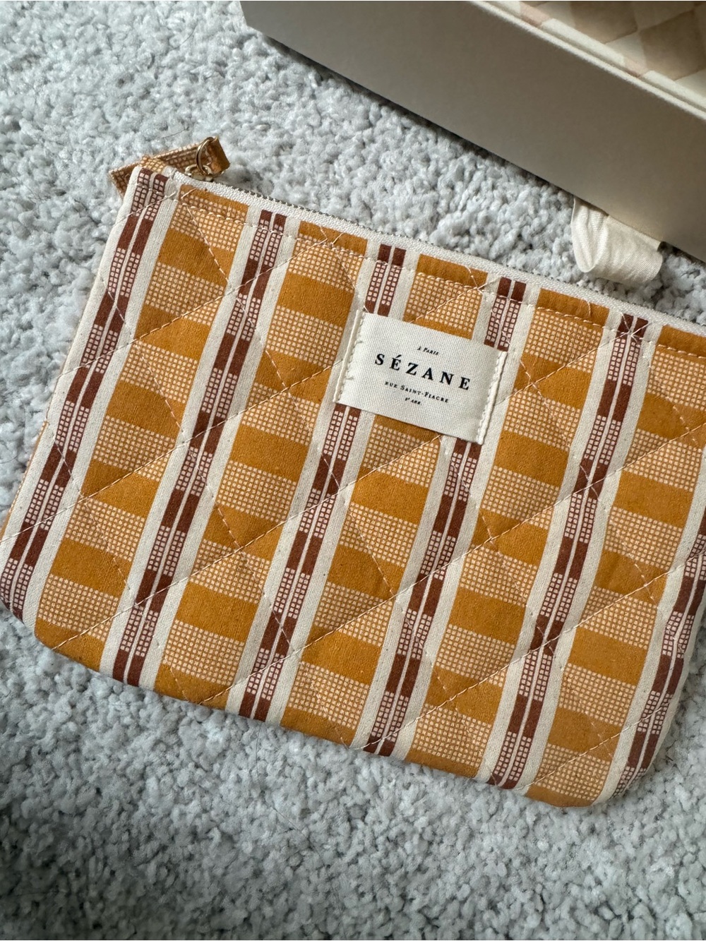 Sezane Quilted Cosmetic Zip Pouch
